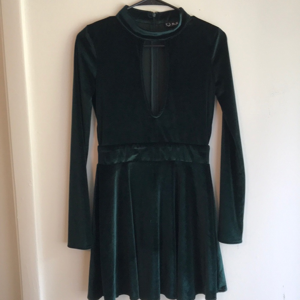 For love and lemons green velvet dress